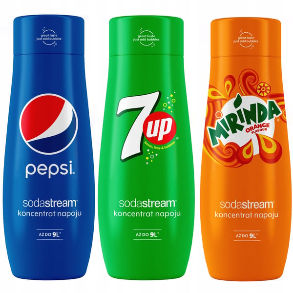 3 SodaStream Pepsi+7UP+Mirinda -tiivistepakkaus