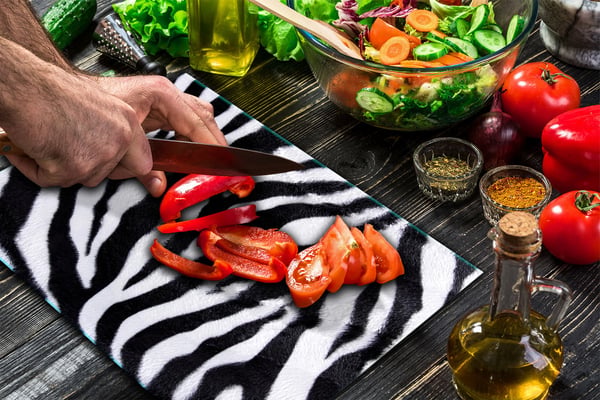 Glas skärbräda 52x40 zebra