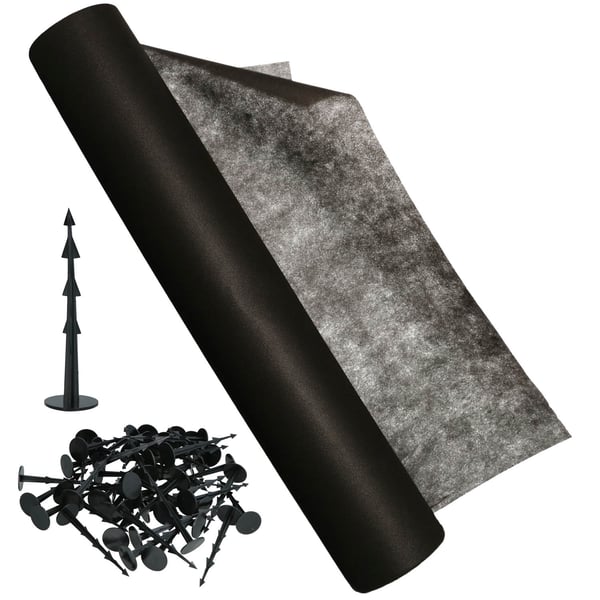 KOTARBAU® rikkaruohojen torjunta-aine puutarhaan, yleiskäyttöinen, musta, 50 g/m², rulla 1,1 x 100 m + tapit