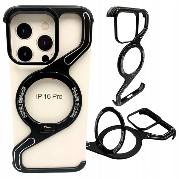 Pansar fodral för iPhone 16 Pro med MagSafe metall titanium hållare