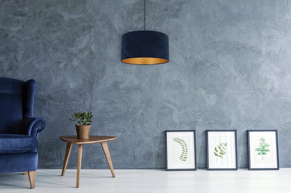 HÆNGENDE LAMPE LOFTSKRONE GYLDEN FLØJLSSKÆRM