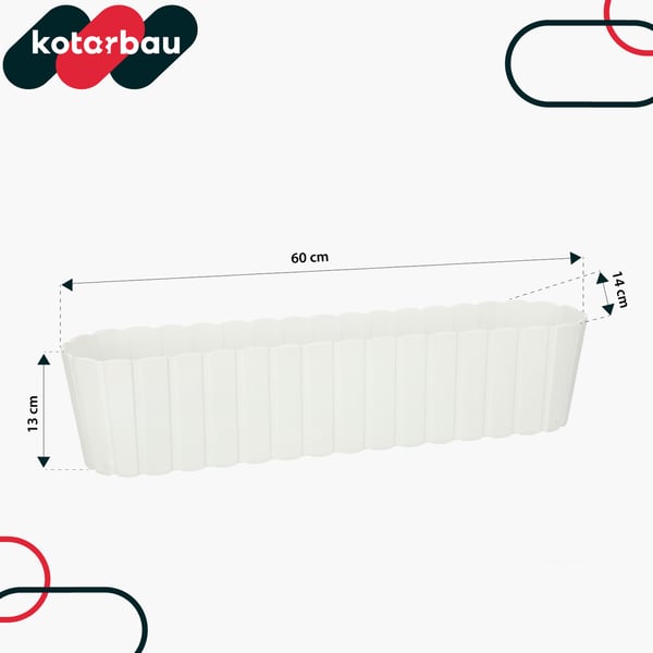 Oval blomkruka för balkongterrass rustik vit 60 cm 2 st