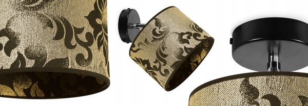 Loftshængende lampe, væglampe, lampeskærm, guldmønster