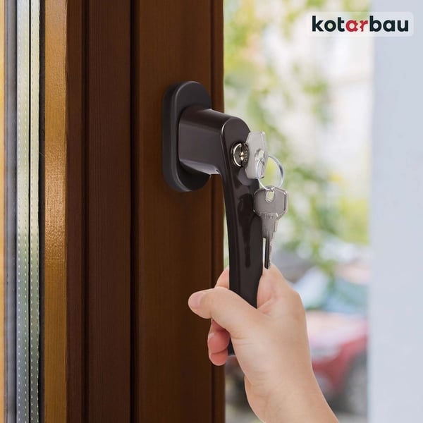KOTARBAU® 4 st. fönsterhandtag med nyckel brun aluminium pulverlackerad lås 35 mm spindel
