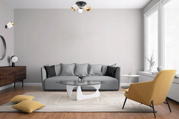 GAMA loftlampe, justerbar lysvinkel, 3 E27 pærer, hvid, gylden midte
