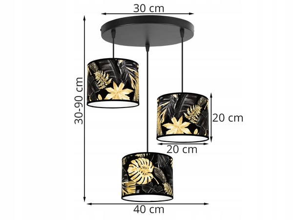 Lofthængende lampe, lampeskærm, gyldne blomster, LED