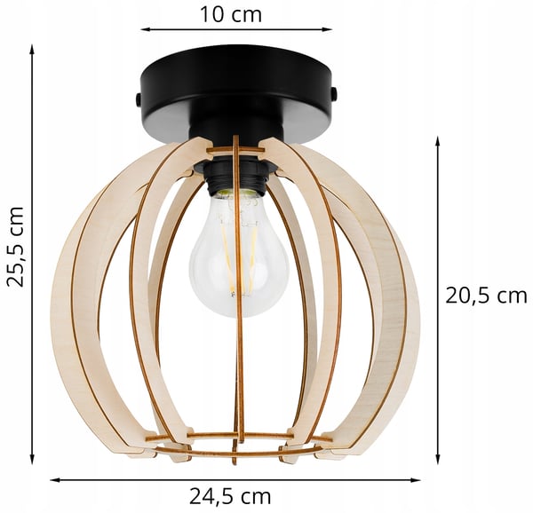 LOFTSLAMPE, VÆGLAMPE, TRÆSKÆRM, LED