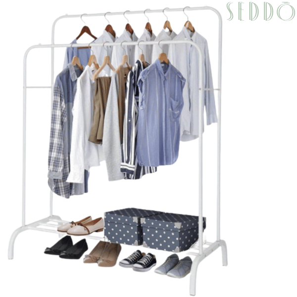 Metal bøjle stående hall garderobe solid hylde stor
