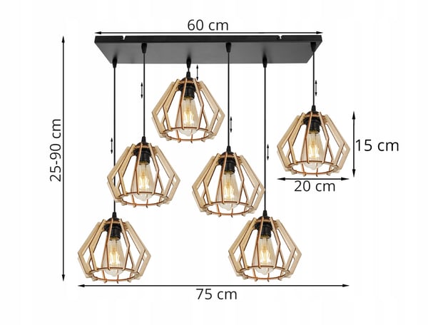 MODERN LED-TAKLAMPA I TRÄ