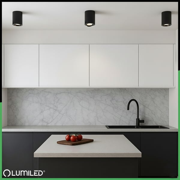 Väggmonterad halogenspot i rörlig tub LUNDO GU10 LUMILED rund svart 80mm