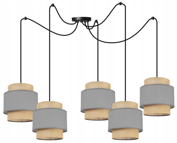 Hængende lampe, loftslysekrone, lampeskærm, boho juta
