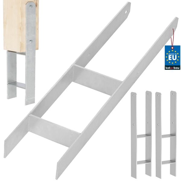 KOTARBAU® H-stolpbas til ingjutningskonsol galvaniseret stålankle 140 mm 2-pak
