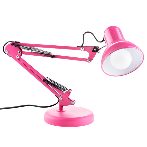 Pöytävalaisin TOBI E27 vaaleanpunainen Lumiled ja klemmipidike