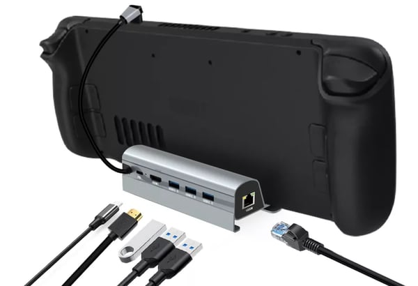 HUB 6-i-1 USB-C adapter HDMI 4K 60Hz USB 3.1 PD 60W för Steam Deck