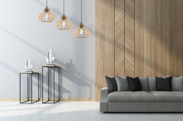 Hængende lampe, loftslysekrone, træ, LED lampeskærm