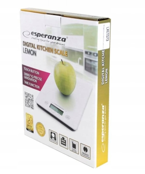Esperanza "Lemon" elektroninen keittiövaaka, valkoinen