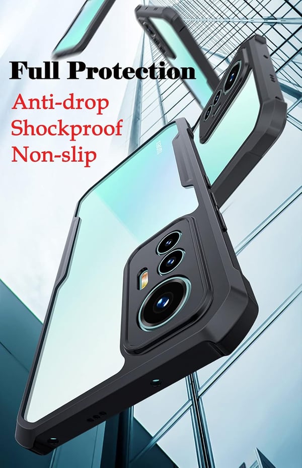 Etui til Xiaomi 12 Lite, gennemsigtig bagside, sort ramme, ridsefast