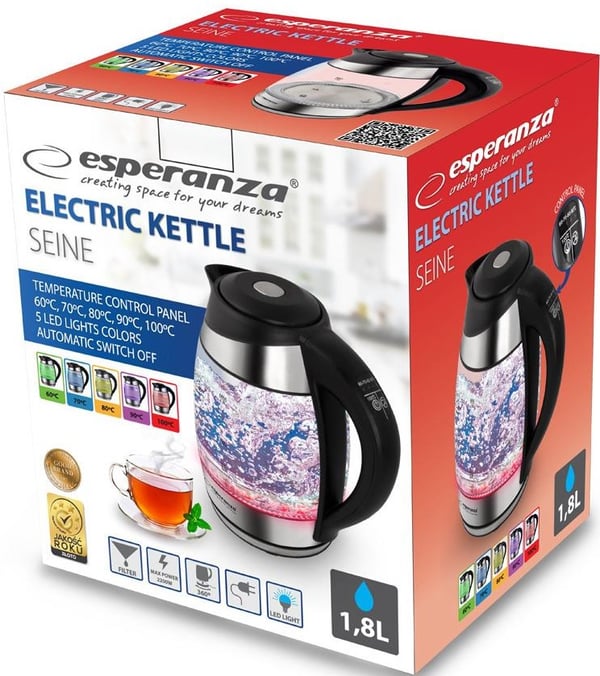 Esperanza Seine EKK026 vattenkokare 1,7 l glas