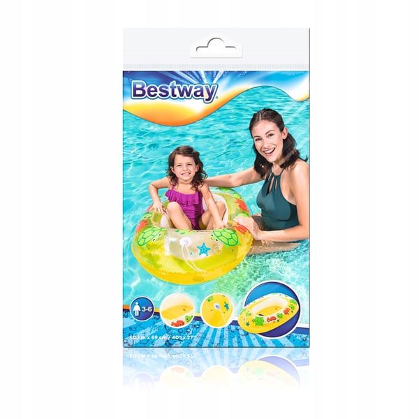 Oppusteligt vandhjul til børn, skildpaddeponton, Bestway Safe 102x69 cm