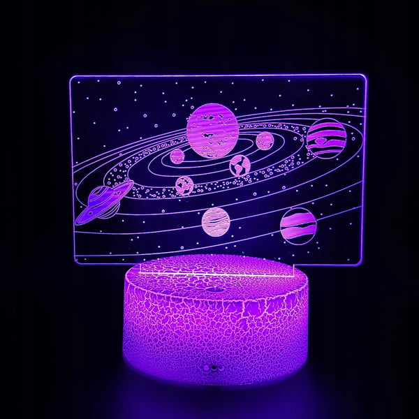 Nattbordslampa för barn Galax Planeter Kosmos 3D 16 LED med fjärrkon­troll