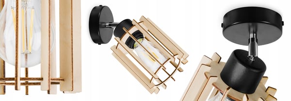 MODERN LED-TAKLAMPA I TRÄ