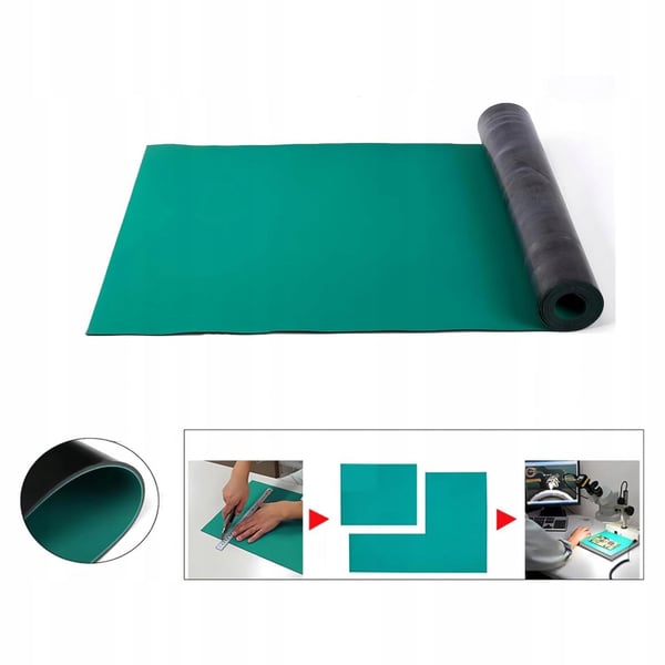 Antistaattinen ESD-matto vihreä rulla 1m x 10m paksuus 2mm