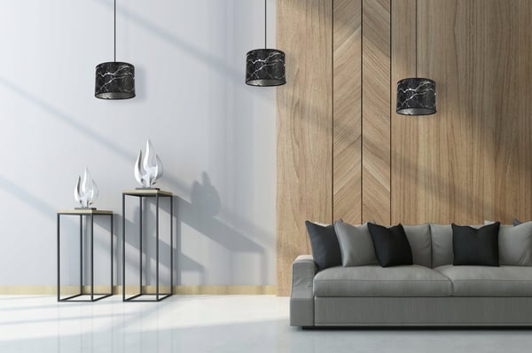 Lofthængende lampe, sølv marmor lampeskærm