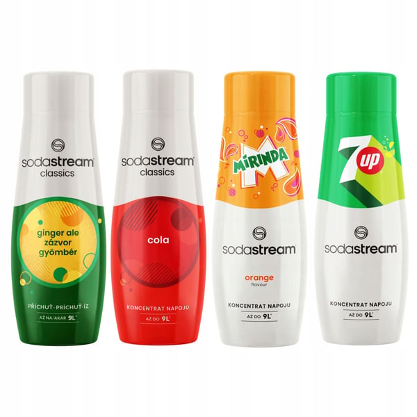 Sodastream Cola + Mirinda + 7Up + Ginger Ale -siirapit limsahanaan 4 kpl.