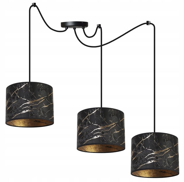 Lofthængelampe, lampeskærm med edderkoppemotiv, guld