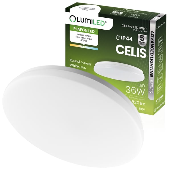 LED-plafond taklampa påbyggnadsmontering 36W 4000K CELIS rond IP44 ALS LUMILED