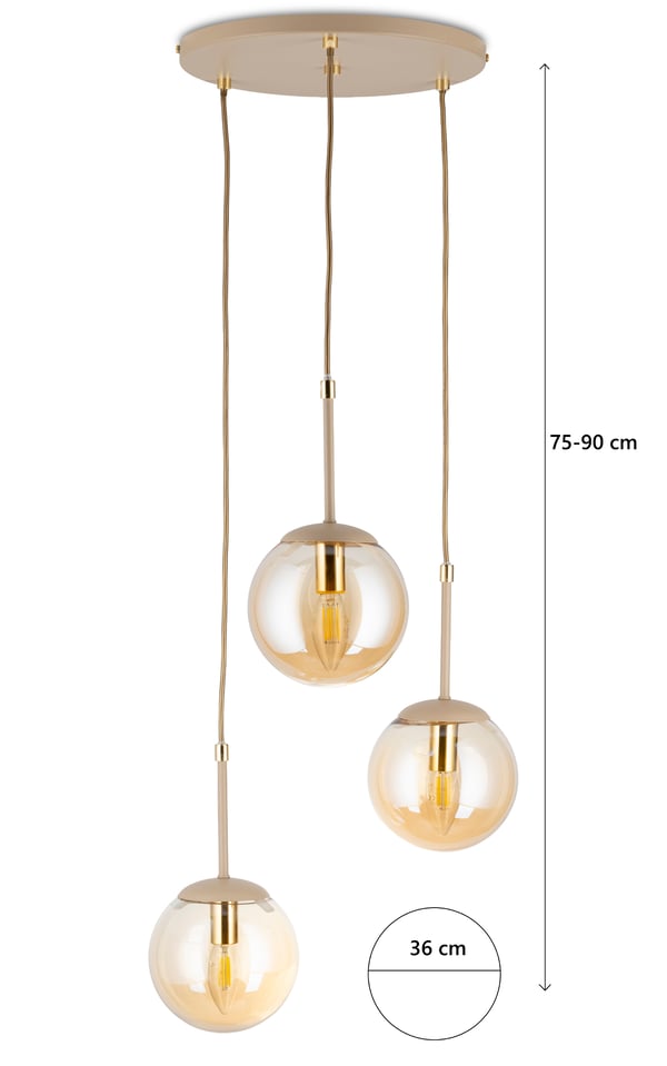Maro Beige glasloftslampe med 3xE14 36 cm