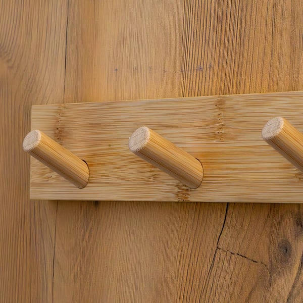 Bambusbøjle med fem kroge til badeværelset begryf 5,5x50x6