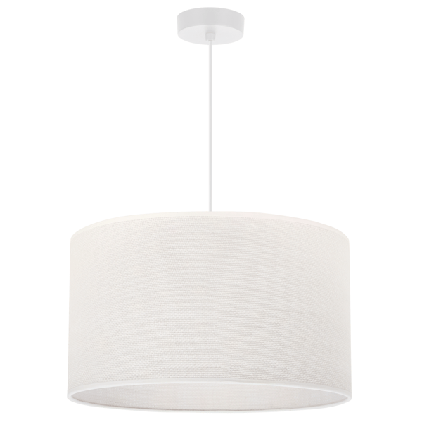 HVID JUTE HÆNGELAMPE 1 FLAD HVID LAMPESKÆRM 40CM E27