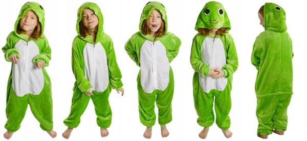 Børnepyjamas frø heldragt kigurumi børneudklædning 122-128 Heldragt til børn 001pcN frø - 122-128