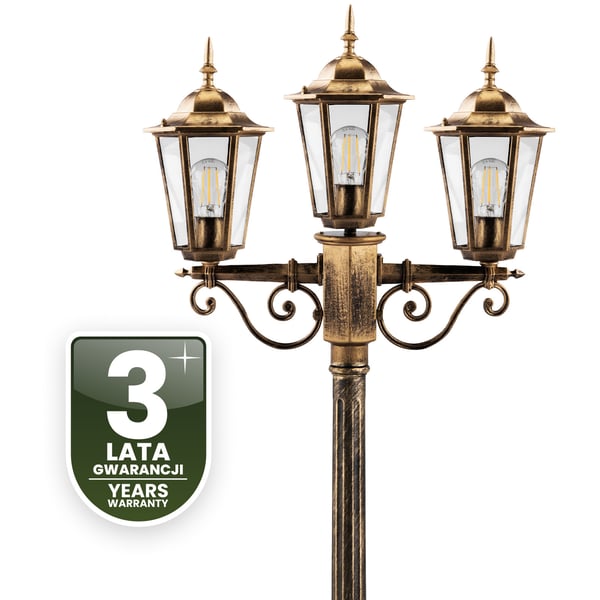 Ulkopuutarhavalaisin 3xE27 lyhtypylväs 2m Patina BELLIS LUMILED