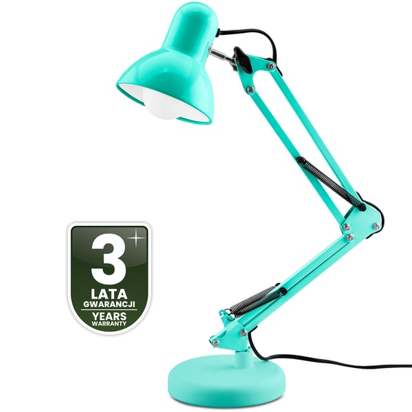 Pöytälamppu piirustustyöhön E27 TOBI minttu Lumiled ja klemmi työpöydälle