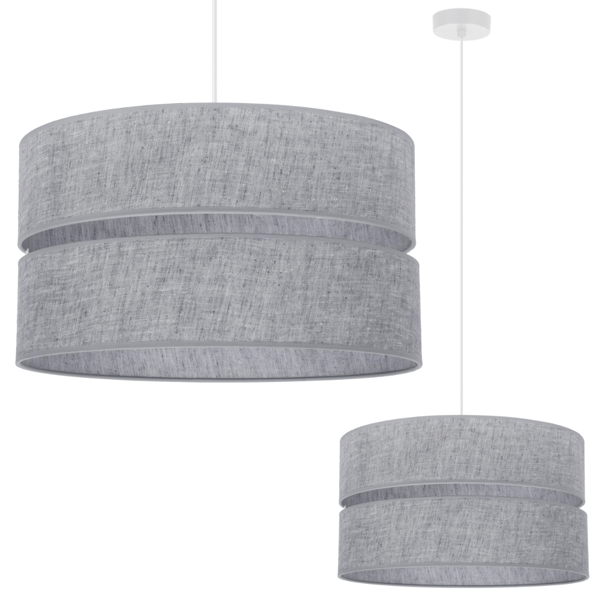 DUO Pellavainen riippuvalaisin, valkoinen, 1 litteä harmaa varjostin, L04, 40 cm