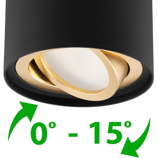 Taklampa HALOGENSPOT rörkupol vridbar GU10 rund svart-guld 84mm AMAT-M LUMILED