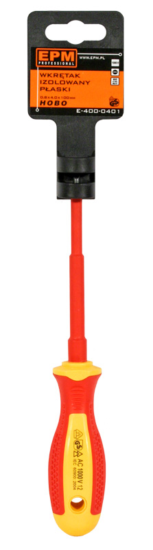 Eristetty litteä ruuvimeisseli 1000V 1,0x5,5x125mm - E-400-0402