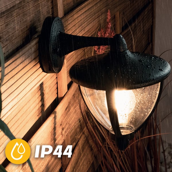 Vägg trädgårdslampa utomhus vägglampa fasadbelysning E27 LED lykta svart ARETOS LUMILED