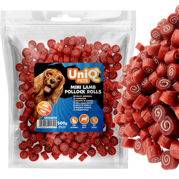 UniQ Pets koirankeksit kalakala- ja lampaanlihalajitelma 500g UniQ Pets koirankeksit kalakala- ja lampaanlihalajitelma 500g