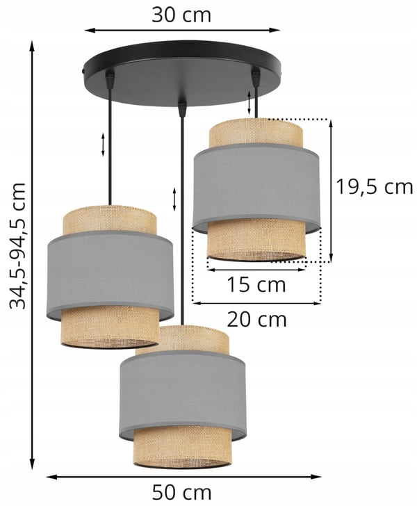 Hængende lampe, loftslysekrone, lampeskærm, boho juta