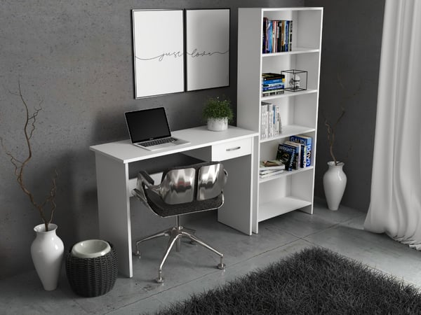 Hvid kontorbogreol 60 CM 5 hylder Loft legetøjshylde