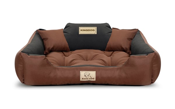 Hundeseng kennel KINGDOG 130x105 cm personaliseret vandtæt brun