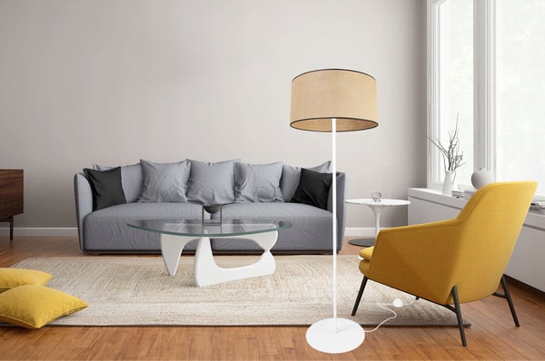 GULVLAMPE MED STÅENDE METALSKÆRM 40 CM