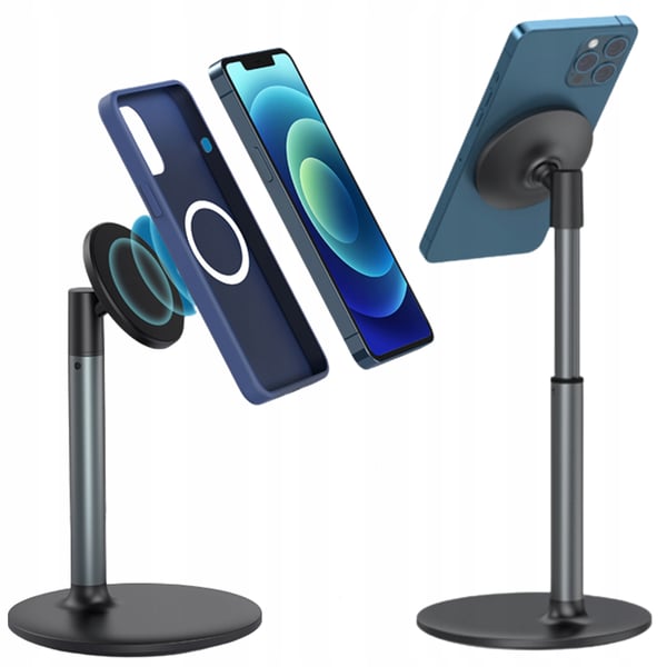 Magnetisk telefonholder med svivlbart stativhoved til skrivebord