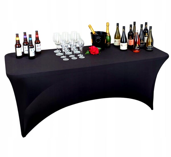 Duko catering-pöydän päällinen musta 180x76 cm joustava