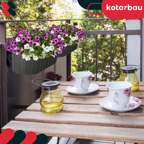 KOTARBAU Balkongväxtlåda oval rustik grå 400 mm 4-pack