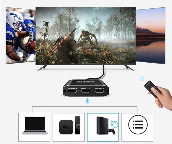 SWITCH HDMI 2.0 3x1 SWITCH SPLITTER ULTRA HD HDCP 2.2 HDR10 4K/60HZ