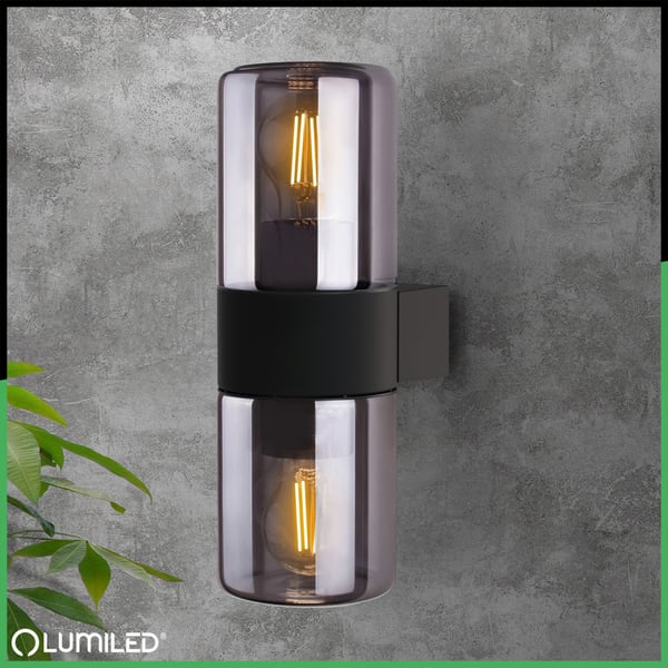 Utomhusvägglampa med två E27 kinkig väggbelysning SALVIA LUMILED